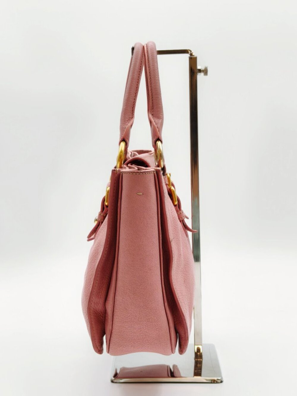 Miu Miu Pink Vitello Leather Satchel Top Handle Bag Gold Hardware - Picture 4 of 15